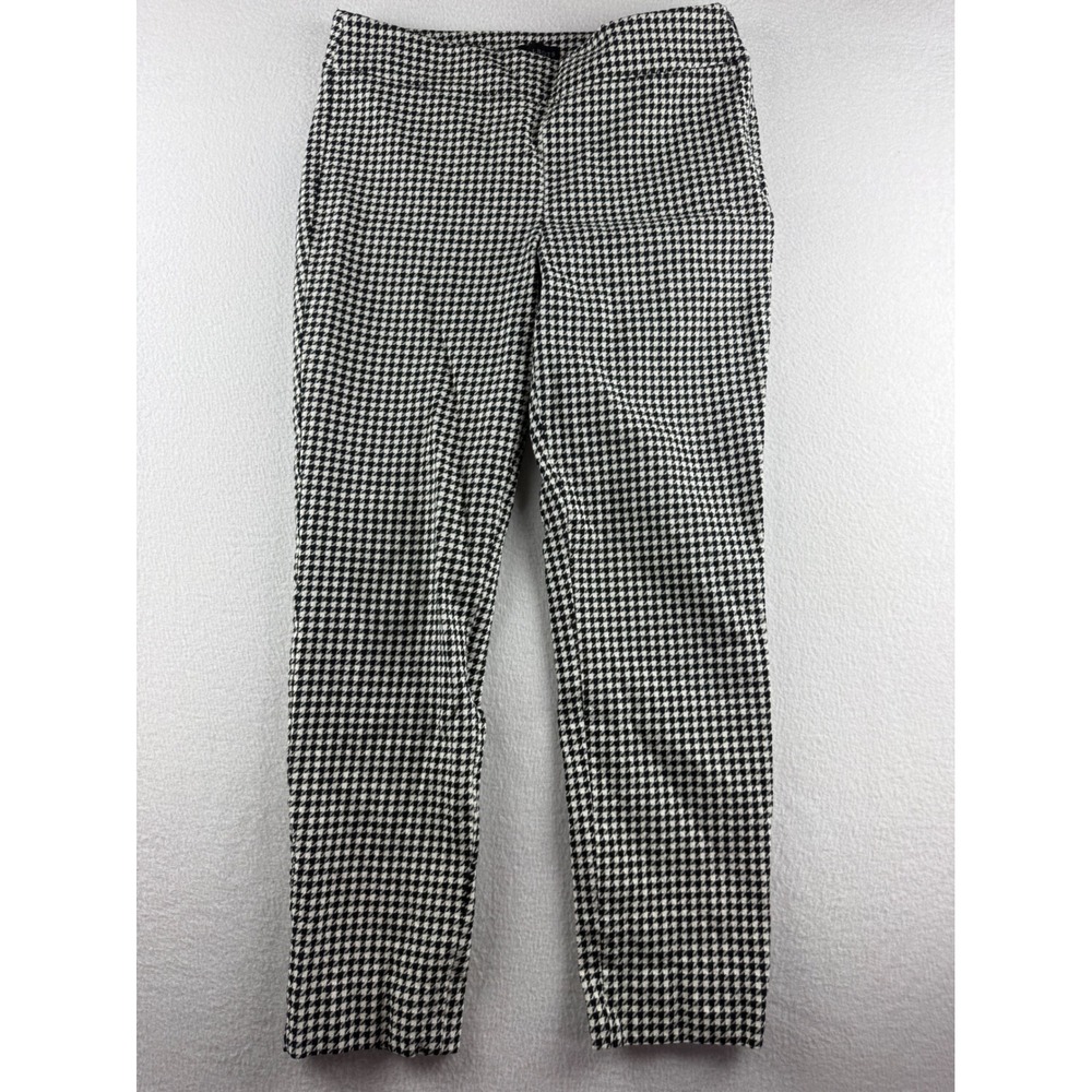 Talbots Chatham Ankle Pant Womens 10 Black White‎ Houndstooth Side Zip Slim Crop